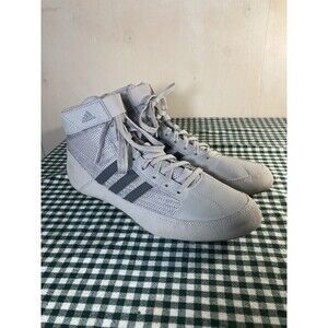 Adidas Wrestling HVC2 Laced Light Gray Boxing Wrestling Shoes Mens Sz 8.5 VG